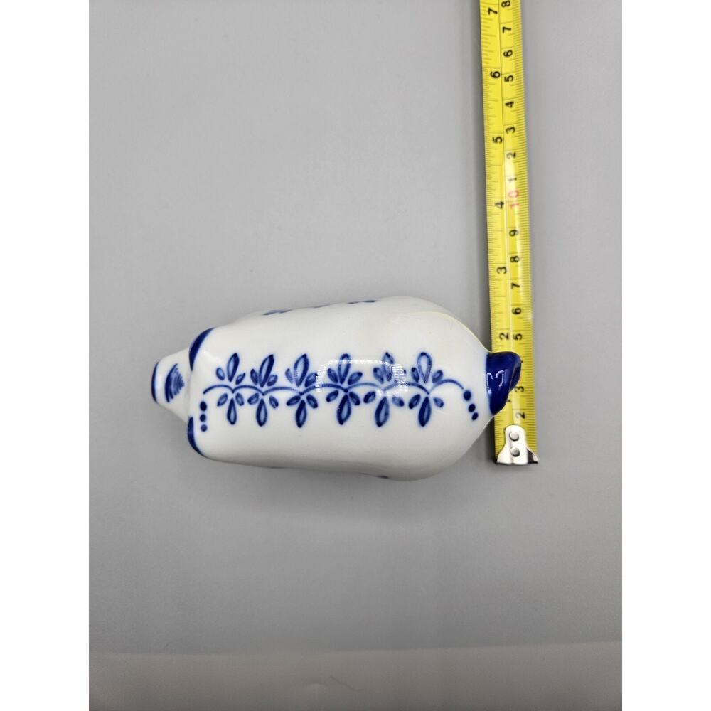 Blue And White Pig Figurine Open mouth Hand Painted Viana Do Castelo Portugal - Picture 9 of 9
